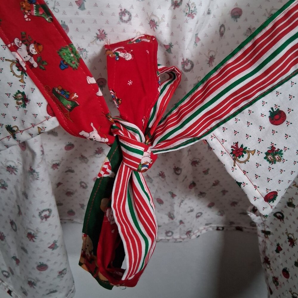 Handmade Patchwork Christmas Apron Santa Claus Wreath French Horn One Size - Picture 5 of 16